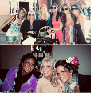 Collage of photos of Rachel and friends